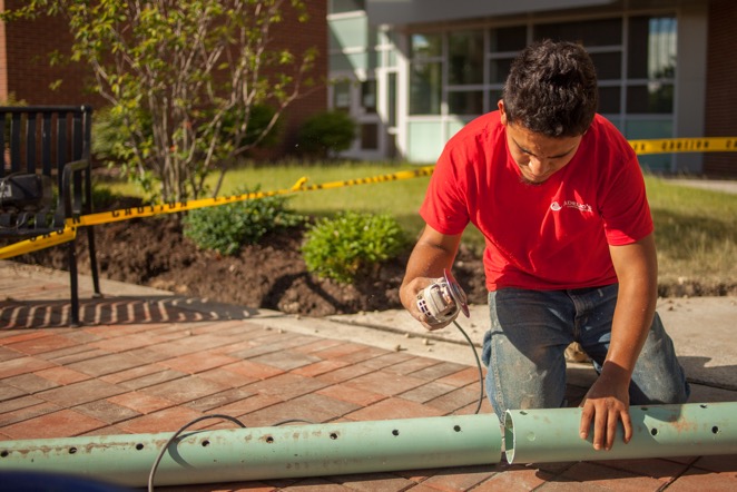 Cutting French Drain Pipe
